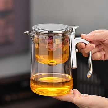 Ceainic cu capac magnetic plutitor, interior din sticlă, set de ceai pentru casă, separare ceai-apă, 600 ml