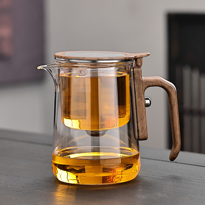 Ceainic cu capac magnetic plutitor, interior din sticlă, set de ceai pentru casă, separare ceai-apă, 600 ml