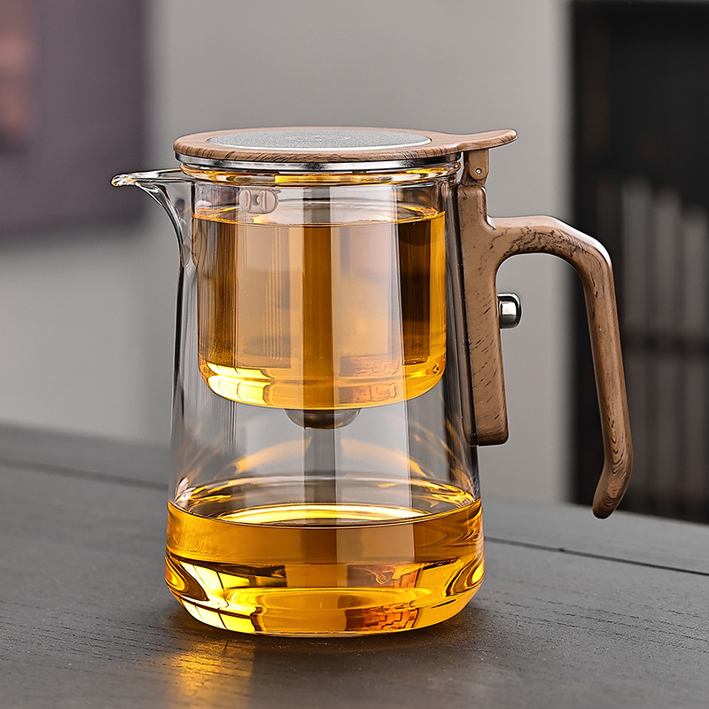 Ceainic cu capac magnetic plutitor, interior din sticlă, set de ceai pentru casă, separare ceai-apă, 600 ml