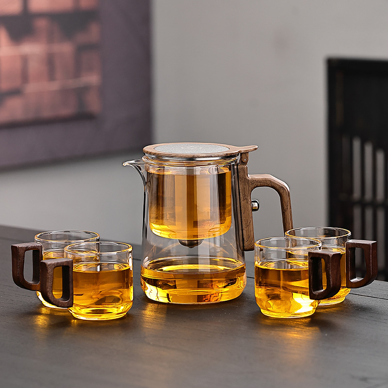 Ceainic cu capac magnetic plutitor, interior din sticlă, set de ceai pentru casă, separare ceai-apă, 600 ml