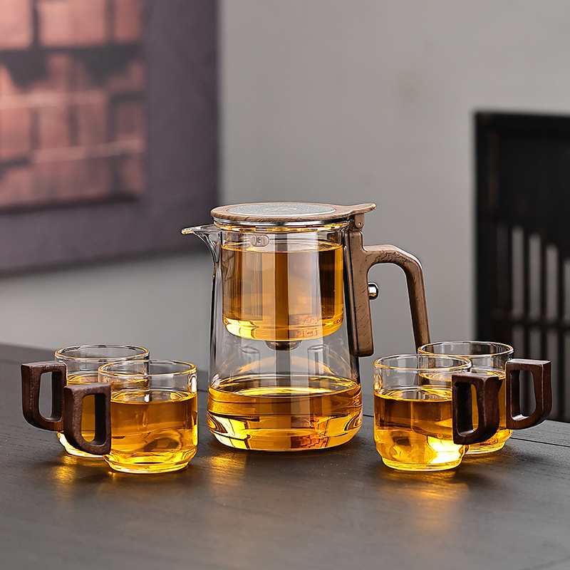 Ceainic cu capac magnetic plutitor, interior din sticlă, set de ceai pentru casă, separare ceai-apă, 600 ml