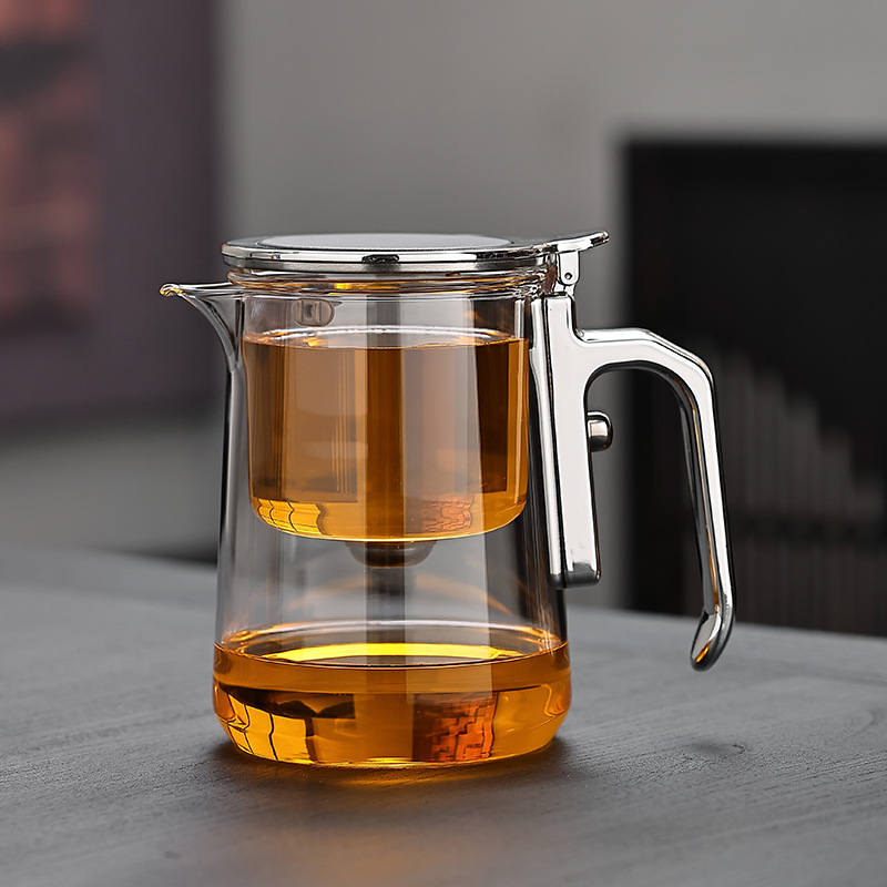 Ceainic cu capac magnetic plutitor, interior din sticlă, set de ceai pentru casă, separare ceai-apă, 600 ml