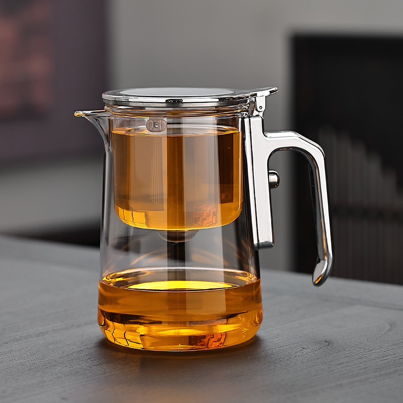 Ceainic cu capac magnetic plutitor, interior din sticlă, set de ceai pentru casă, separare ceai-apă, 600 ml