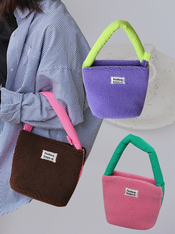 Torba bucket s plišanim materijalom, u korejskom stilu, za žene, mala ručna torba za posao, novi model