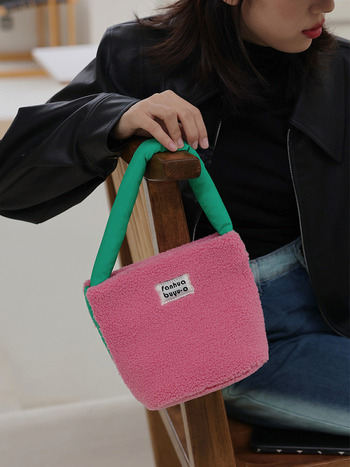 Torba bucket s plišanim materijalom, u korejskom stilu, za žene, mala ručna torba za posao, novi model