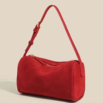 Shenghe lažna nubuk cilindrična mini torbica za žene, crvena, jesen-zima 2025, elegantan dojam, ručna i crossbody torbica