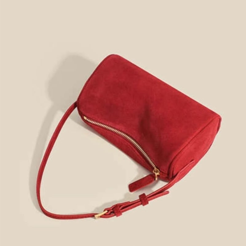 Shenghe lažna nubuk cilindrična mini torbica za žene, crvena, jesen-zima 2025, elegantan dojam, ručna i crossbody torbica