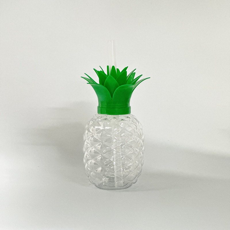 Pahar PET de unică folosință cu capac și pai, design cu căpșuni pentru băuturi