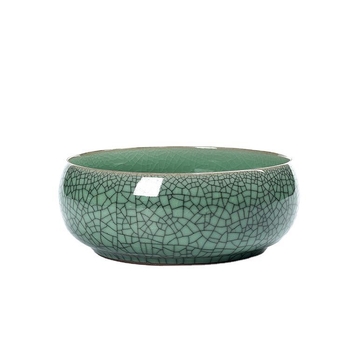 Set de ceai din ceramică Celadon: ceașcă, spălător pentru pensule, scrumieră cu glazură crăpată, bol pentru reziduuri de ceai pentru hidroponie