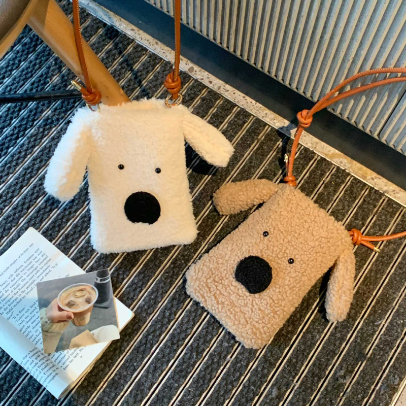 Ženska crossbody torba s plišanim štenetom, mini veličina, za mobitel, svakodnevna upotreba