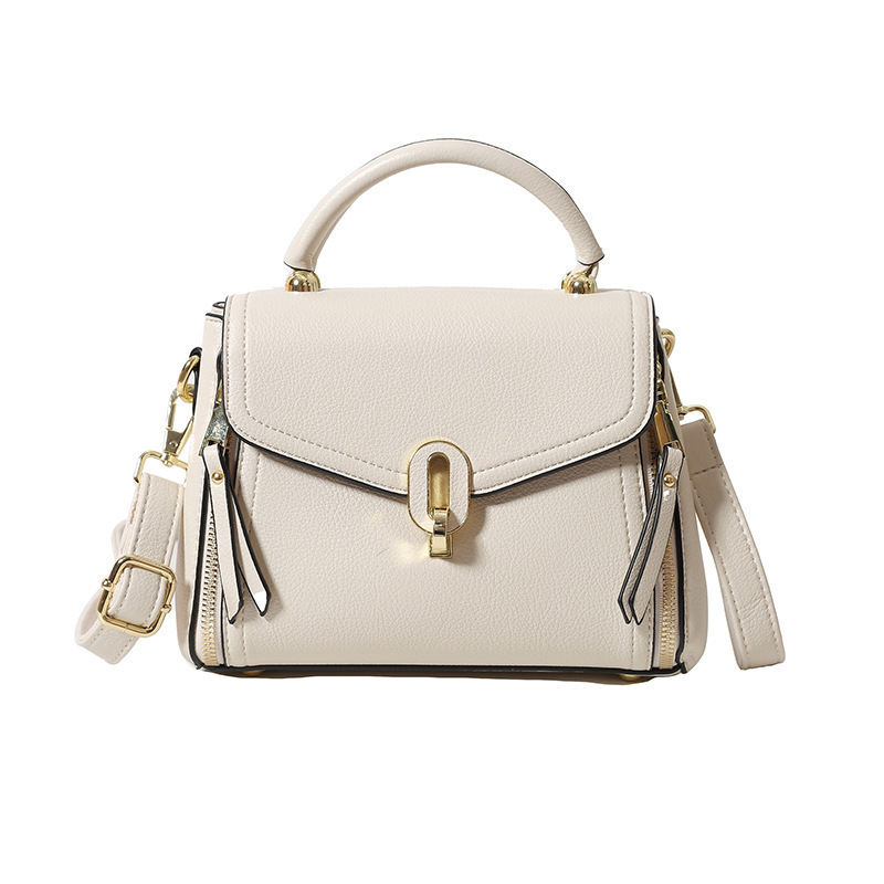 Ženska crossbody torba od PU kože, srednje veličine, gradski minimalistički stil, horizontalni kvadratni oblik, džep sa zatvaračem i džep za dokumente, proljeće 2025