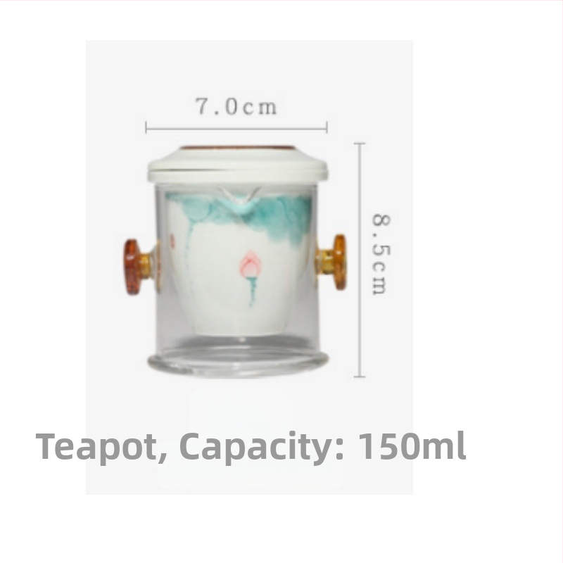Set ceai Kung Fu cu ceainic, cești și bol cu capac, glazură în trei culori