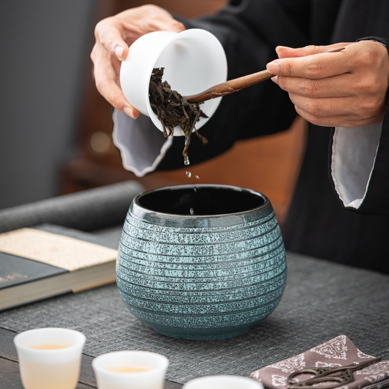 Recipient ceramic de înaltă calitate pentru resturi de ceai și apă, vas mare de birou pentru ceai, set Kung Fu ceai cu ceașcă de spălare a ceaiului.