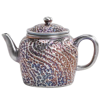 Ceainic ceramic cu glazură albastru-alb, capacitate mică, pentru uz casnic, cu mâner, cadou potrivit