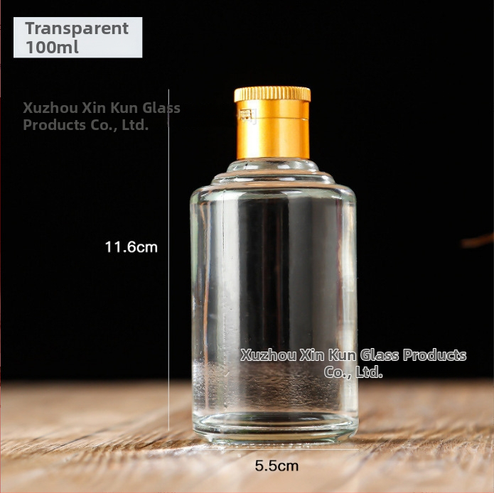 Priehľadná malá fľaša na lieh, 50 ml–100 ml, sklenená, prázdna, kalabášová fľaša, guľatého tvaru