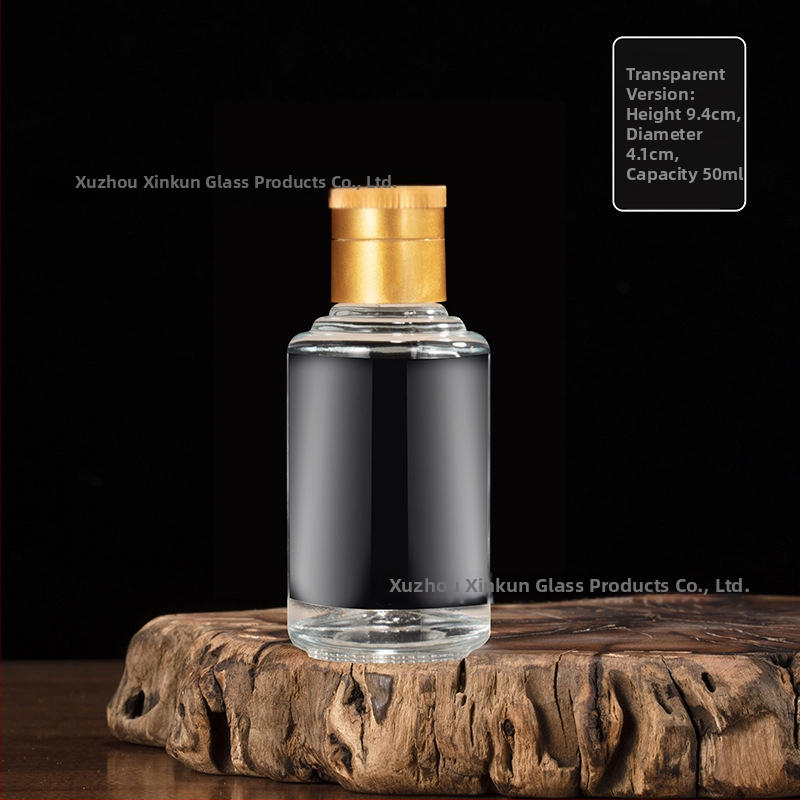 Priehľadná malá fľaša na lieh, 50 ml–100 ml, sklenená, prázdna, kalabášová fľaša, guľatého tvaru