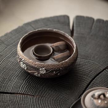 Set ceai Kung Fu ceramic, stil retro, pentru uz casnic, cu bol acoperit și ceainic cu mâner, pentru 6 persoane, potrivit pentru oaspeți și birou