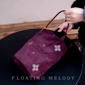 Fuyu Sheng Original — luksuzna bucket torba u kineskom stilu, crveno izšiven nubuk, novogodišnji poklon