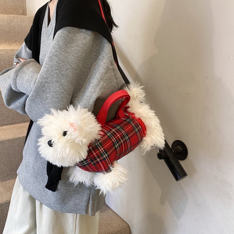 Pliš tašna s štenetom, japanski stil, sladak crtani dizajn, mala ženska crossbody torba za svakodnevnu uporabu