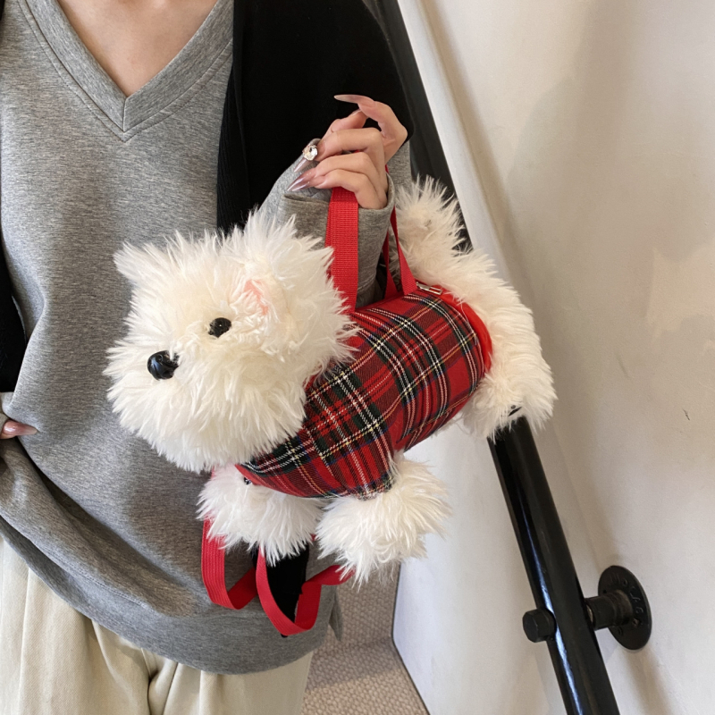 Pliš tašna s štenetom, japanski stil, sladak crtani dizajn, mala ženska crossbody torba za svakodnevnu uporabu