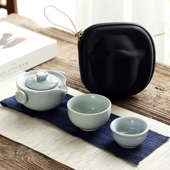 Geyao set ceramic pentru ceai de călătorie: 1 ceainic și 2 cești