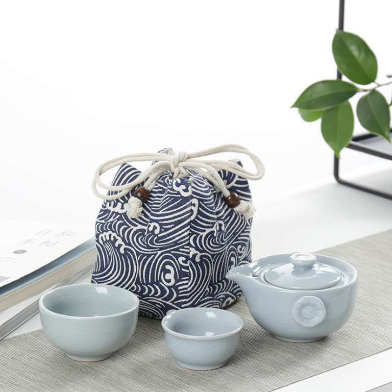 Geyao set ceramic pentru ceai de călătorie: 1 ceainic și 2 cești