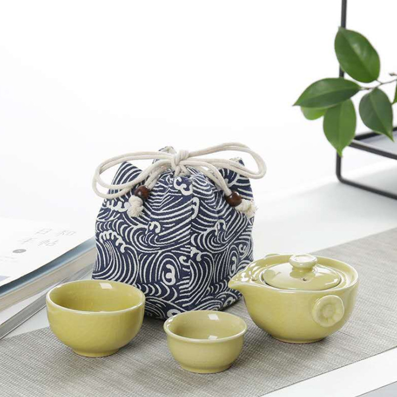 Geyao set ceramic pentru ceai de călătorie: 1 ceainic și 2 cești