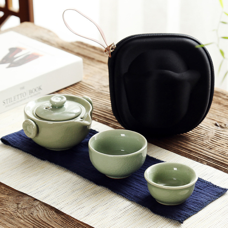 Geyao set ceramic pentru ceai de călătorie: 1 ceainic și 2 cești