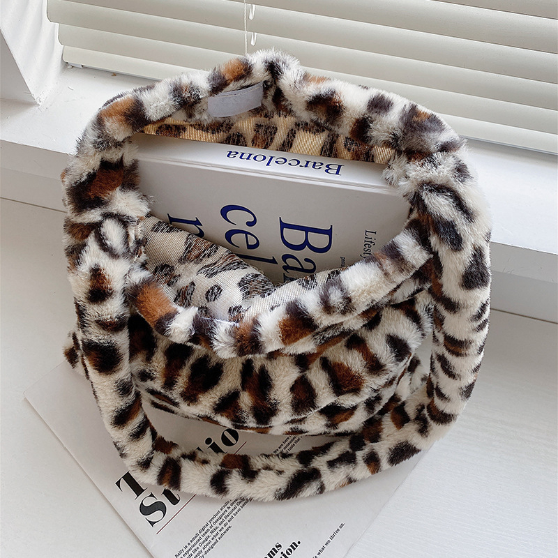 Ženska torba s leopardovim uzorkom, pliš, velika zapremina, tote torba za rame, vintage stil za jesen i zimu