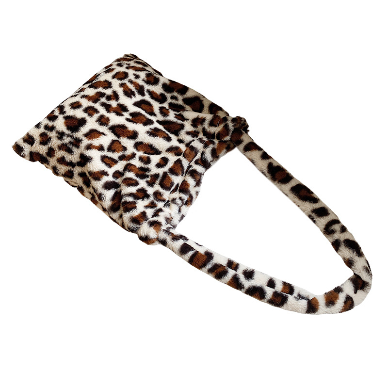 Ženska torba s leopardovim uzorkom, pliš, velika zapremina, tote torba za rame, vintage stil za jesen i zimu