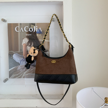 Tote torba s dijamantnim šivanim uzorkom i lančanim remenom, zatvarač, za rame ili crossbody
