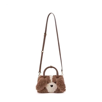 Ženska pliš crossbody torba za jesen-zimu, mini torba s crtanim motivom psa, svestran svakodnevni dodatak