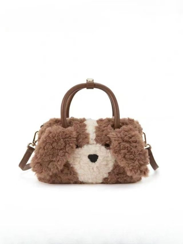 Ženska pliš crossbody torba za jesen-zimu, mini torba s crtanim motivom psa, svestran svakodnevni dodatak