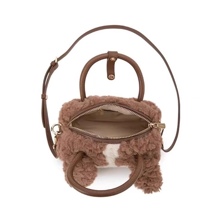 Ženska pliš crossbody torba za jesen-zimu, mini torba s crtanim motivom psa, svestran svakodnevni dodatak