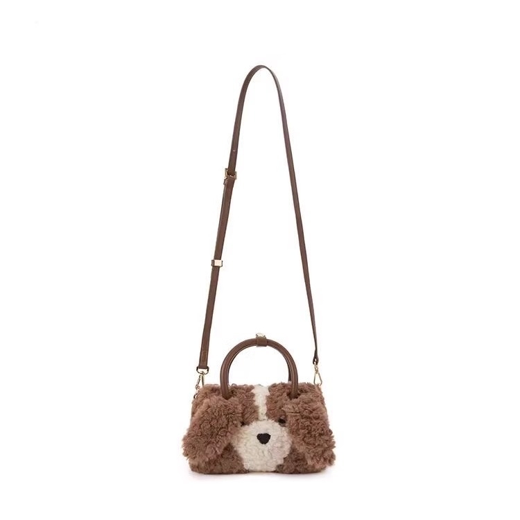 Ženska pliš crossbody torba za jesen-zimu, mini torba s crtanim motivom psa, svestran svakodnevni dodatak