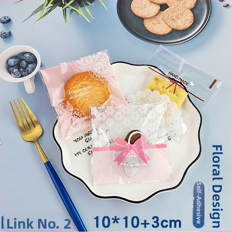 Plastové vrecká na pečené výrobky: cookies, mooncake a pečivo, rozmery 10x10+3, 100 ks