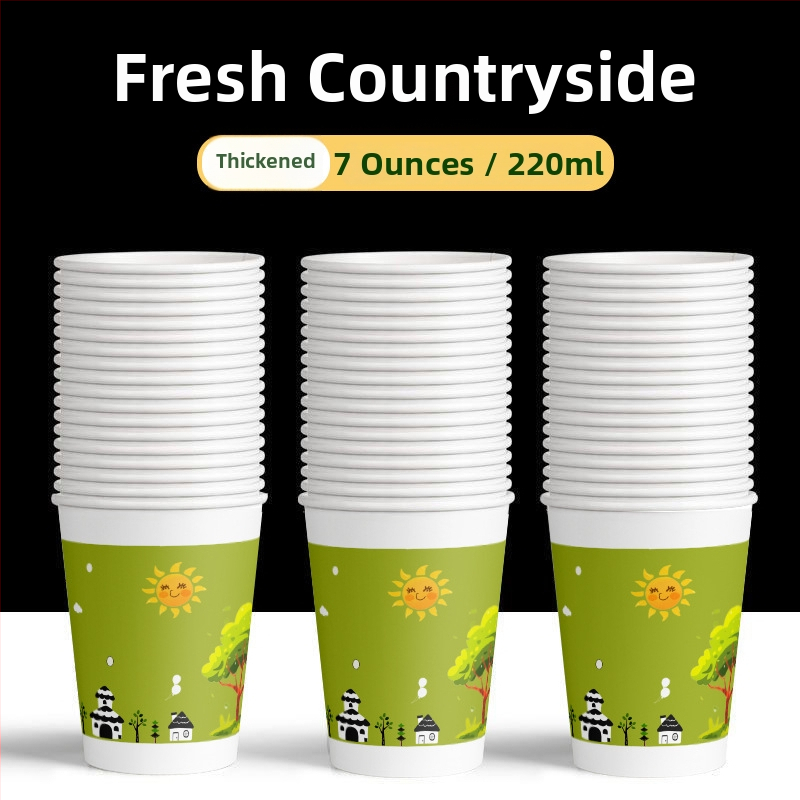 Hrubé jednorazové papierové poháre pre domáce použitie, balené v krabici, čínskeho štýlu, objem do 100 ml