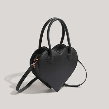 Torba u obliku srca za djevojčice, crna, minimalistički dizajn, 2026, za nošenje na rame ili crossbody