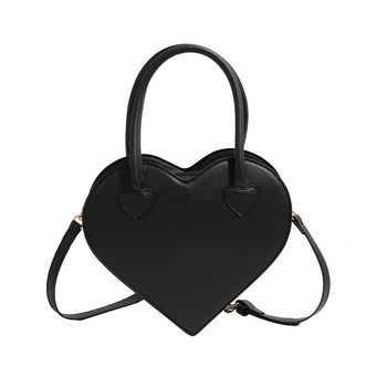 Torba u obliku srca za djevojčice, crna, minimalistički dizajn, 2026, za nošenje na rame ili crossbody