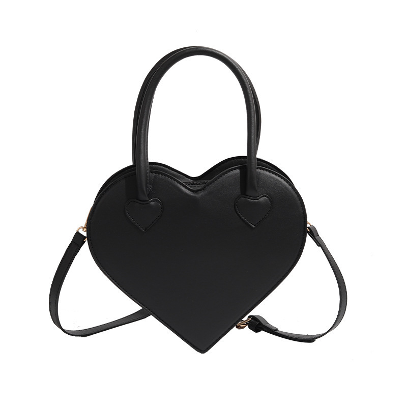Torba u obliku srca za djevojčice, crna, minimalistički dizajn, 2026, za nošenje na rame ili crossbody