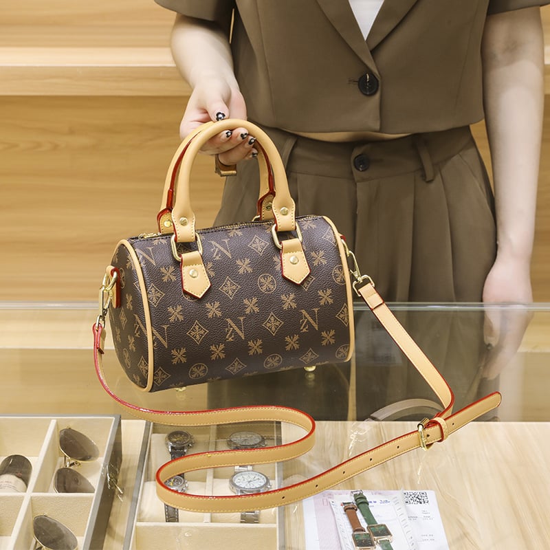 Ženska torbica s geometrijskim uzorkom, mala cilindrična crossbody torba u stilu Boston