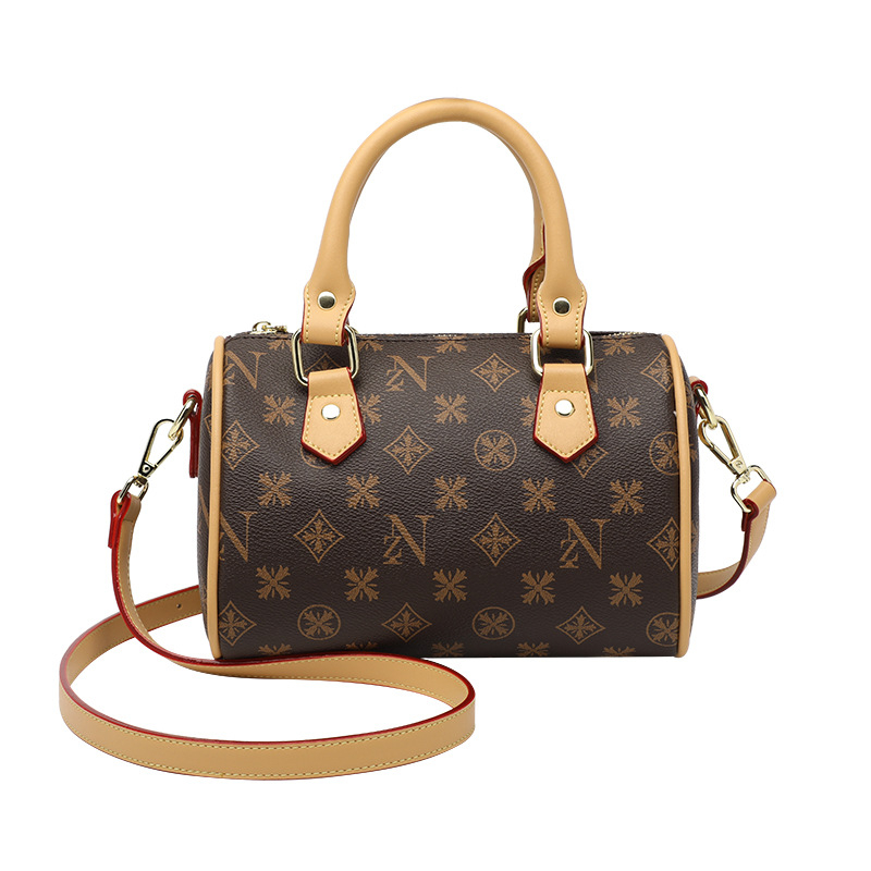 Ženska torbica s geometrijskim uzorkom, mala cilindrična crossbody torba u stilu Boston