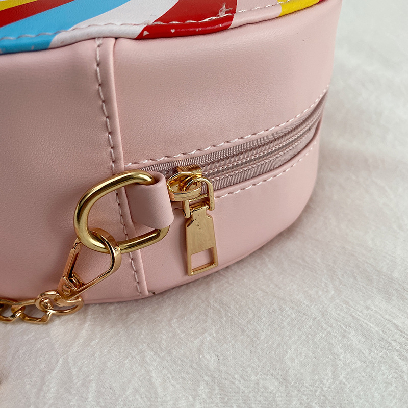 Ženska mala okrugla crossbody torbica s lancem, PU koža, sladak i moderan stil