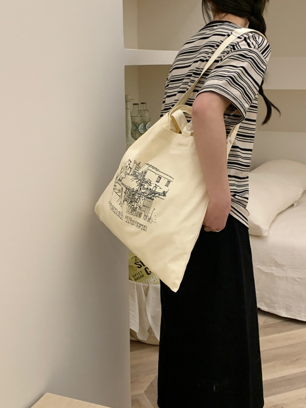 Ženska crossbody torba u korejskom stilu, platnena torba s ručno oslikanim umjetničkim dizajnom, za svakodnevnu upotrebu