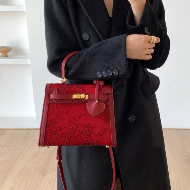 Izšivana svadbena torbica od PU kože, Kelly stil, srednje veličine, za nošenje na rame ili crossbody, za dnevnu uporabu
