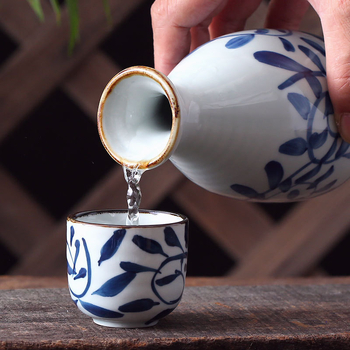 Set ceramic de vin în stil japonez cu sticlă și pahare, încălzitor de vin pentru restaurant și uz casnic