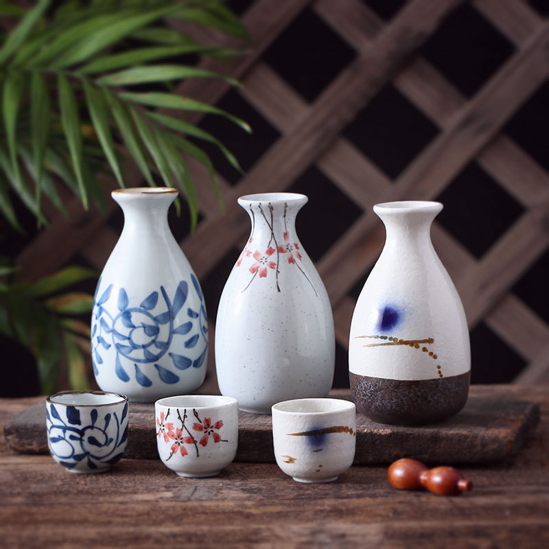 Set ceramic de vin în stil japonez cu sticlă și pahare, încălzitor de vin pentru restaurant și uz casnic
