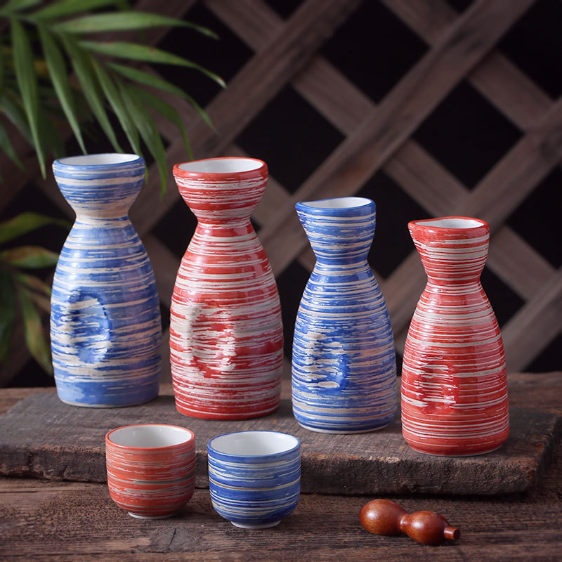Set ceramic de vin în stil japonez cu sticlă și pahare, încălzitor de vin pentru restaurant și uz casnic