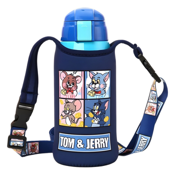 Husă izolatoare pentru cană în design desen animat, curea crossbody și mâner, izolație