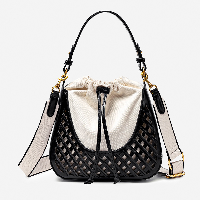 Ženska torbica za proljeće i ljeto, retro romboidni izrez, tkana platnena crossbody torba, velik kapacitet